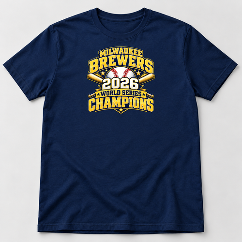 championship-emblem navy tee with smaller chest print